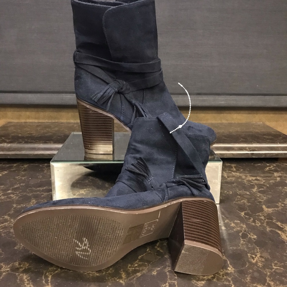 Navy Blue suede boots